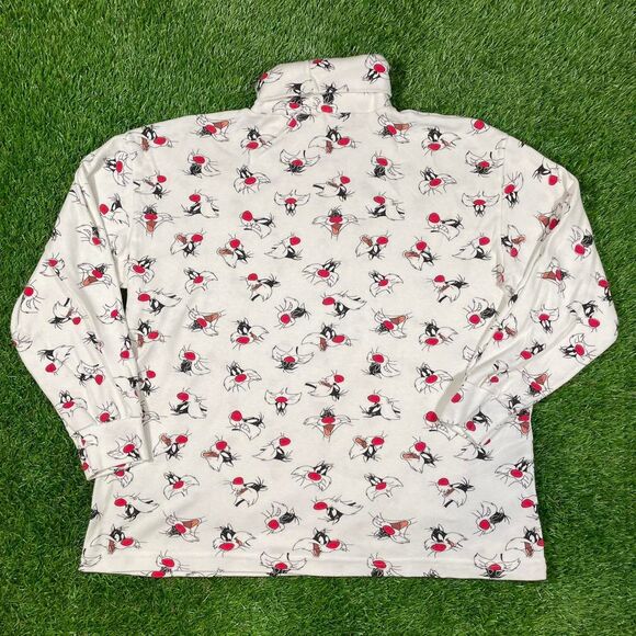 93' Sylvester the cat Looney Tunes white and black turtleneck long sleeve shirt - Picture 2 of 5